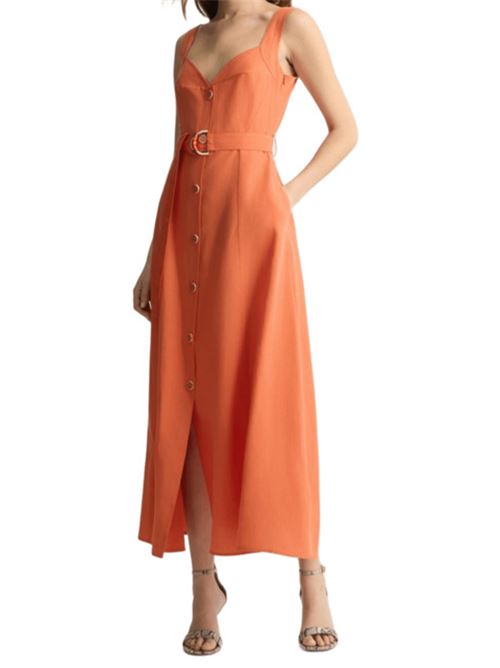 abito donna lungo bottoni misto lino terracotta LIU JO | WA5312-T481871446